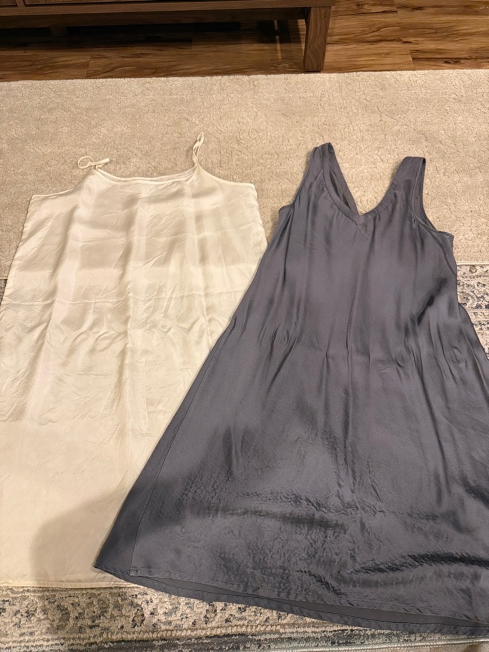 Two Silk Slip sleep wear  — Ivory & gray